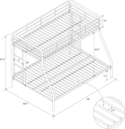 Dusty Metal Bunk Bed Frame Twin Over Full Black Finish