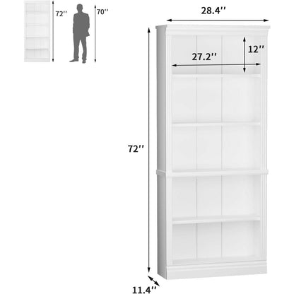 White 72 Inch Tall Bookcase For Living Room Storage