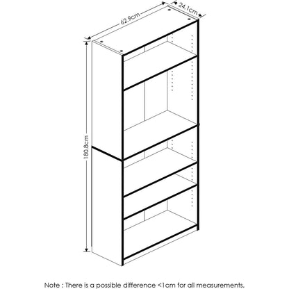 Jaya Black 5 Tier Bookcase For Home Office Storage