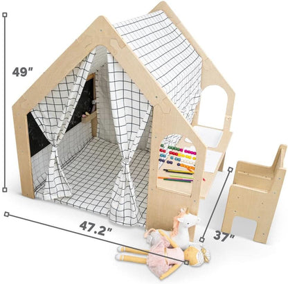 Montessori Style Indoor Playhouse Desk Chair Chalkboard