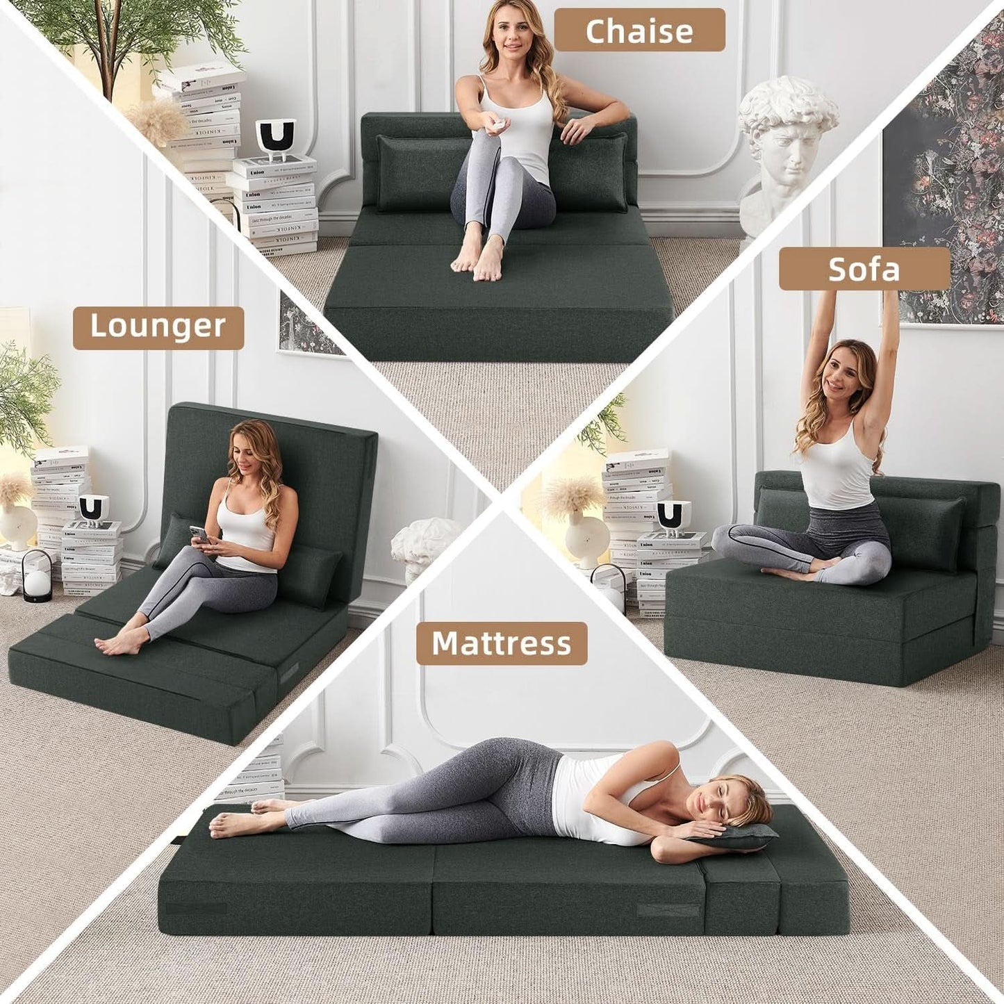 Dark Gray Standard Size Multifunctional Convertible Sofa