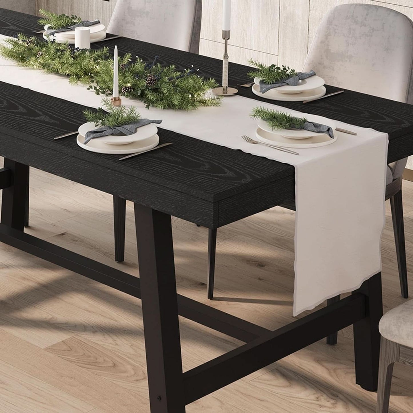 Industrial Wooden Dining Table 70 Inch Long Seats Six To Eight With Steel Frame