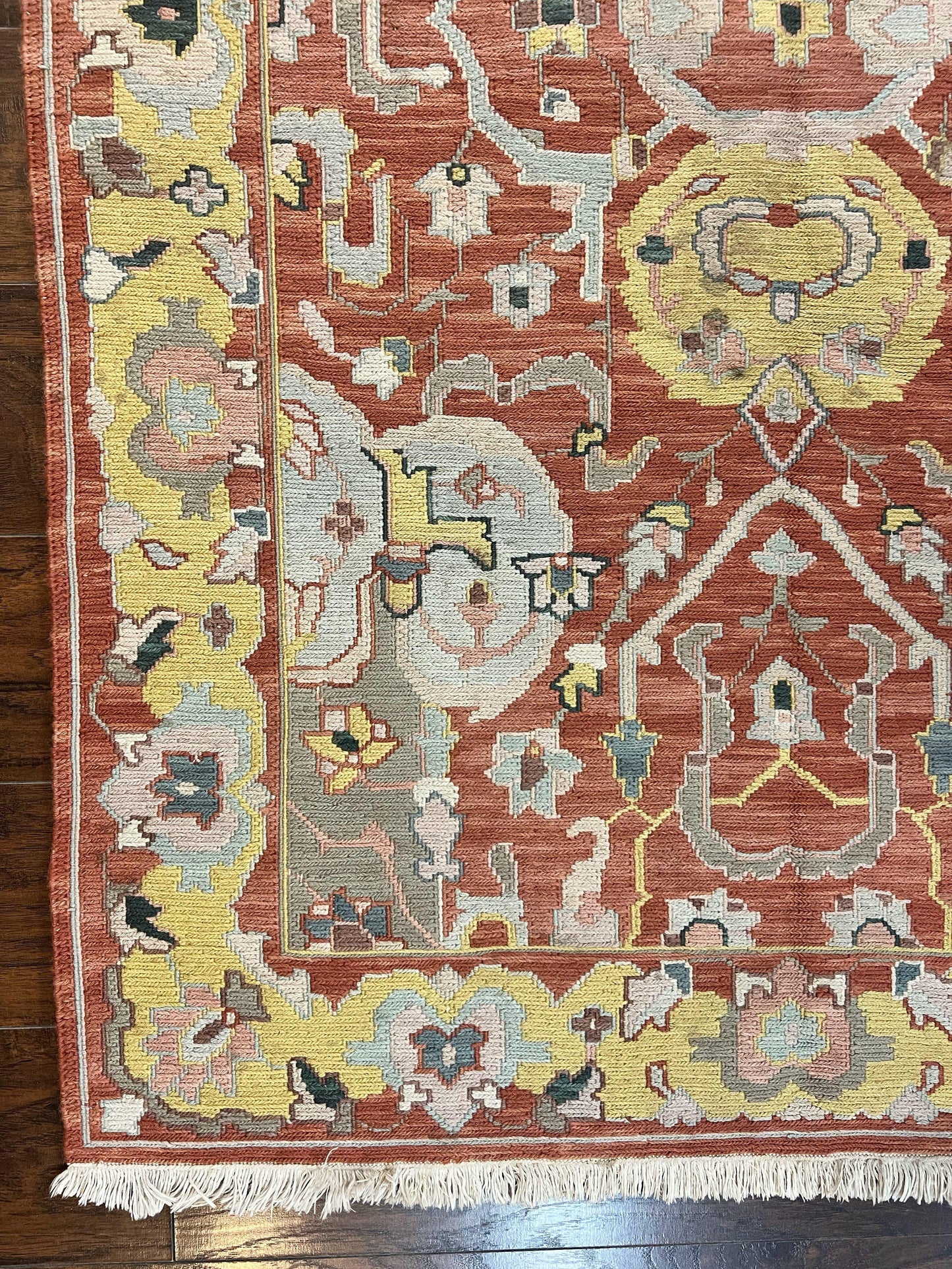 Turkish Flatweave Kilim Rug 4x6, Geometric Wool Handmade Carpet, Vintage