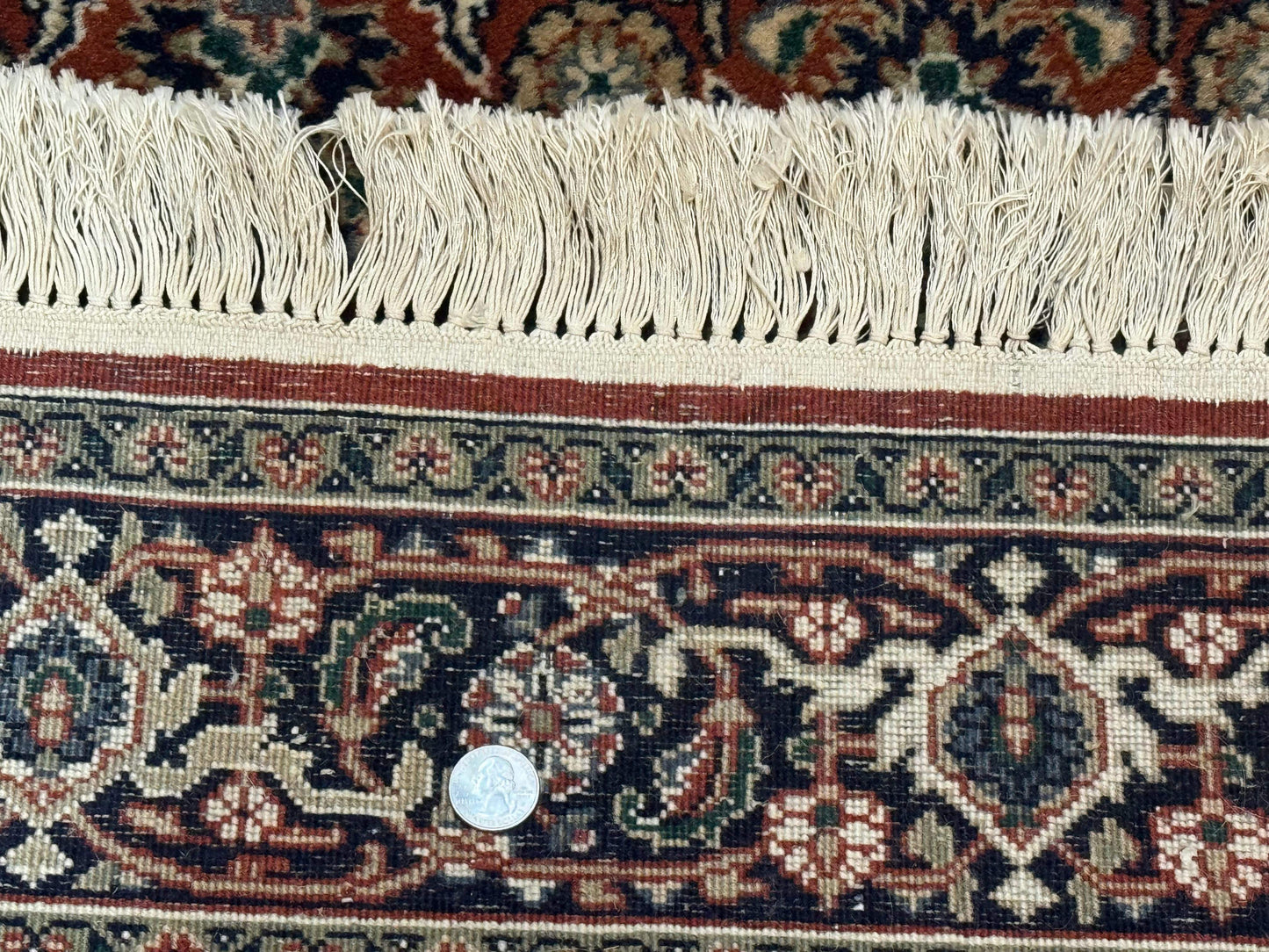 Indo Persian Bijar Rug 3x5, Red and Navy Blue, Allover Pattern, Fine Hand Knotted Wool Carpet