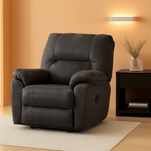 Gray Faux Leather Manual Rocker Recliner Chair Standard