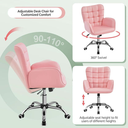 Pink Ergonomic Office Chair With Adjustable Height
