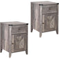 Barnwood Rustic Nightstand With X Shaped Barn Doors Grey