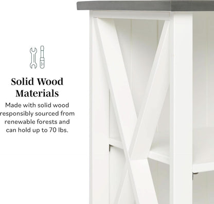 52 Inch White 2 Tier Modern Farmhouse Wood Bookcase Bookshelf for Home Office Storage Cabinet