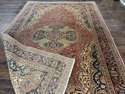 Turkish Kayseri Rug 6x10, Antique Turkish Carpet, Floral Medallion, Oriental Carpet, Red