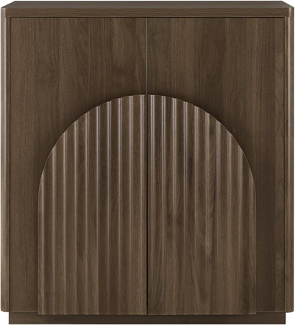 Walnut Sideboard Buffet Cabinet With Generous Storage And Wave Pattern Doors