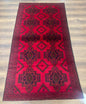 Afghan Rug 4x7, Tribal Carpet, Balouch Rug, Red and Navy Blue, Repeated Medallions, New