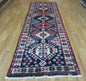 Persian Runner Rug 3.5 x 10.7, Karajeh Heriz Rug, Navy Blue, Geometric Medallions