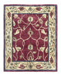 Tibetan Aubusson Rug 8x10, Maroon and Beige, Floral, Handmade, Wool, Vintage, Traditional Rug