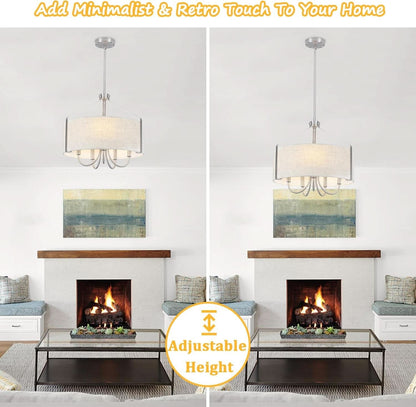 5 Light Drum Chandelier 18 Inch Brushed Nickel Fixture