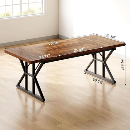 70.8 Inch Modern Executive Desk Brown Black Wood Office
