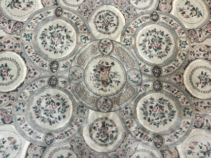 Pak Persian Rug 9x12, Wool with Silk Highlights, European Design, Floral, Green