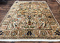 Indian Agra Rug 8x10, Wool Vintage Handmade Carpet, Gray Brown