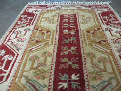 4' X 6' Vintage Handmade Knotted Turkish Kazak Pattern Wool Rug Carpet Nice