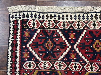 Caucasian Kilim Rug 5x7, Vintage Russian Flatweave Kilim Carpet, Tribal Bohemian Kilim Rug