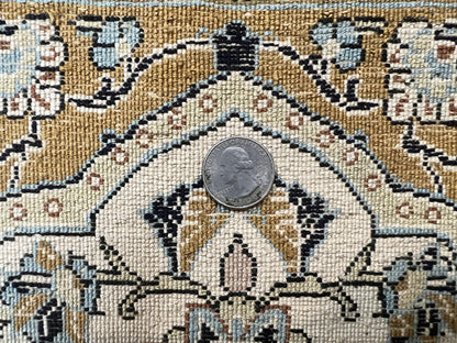 Persian Qum Silk Rug 3.5 x 5.5, Floral Medallion, Very Fine 350 KPSI, Handmade Silk on Silk Rug, Vintage