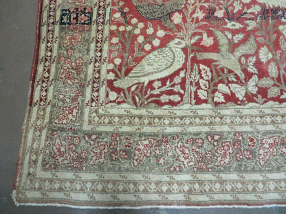4' X 6' Antique Handmade Turkish Tree Of Life Oriental Wool Rug Birds Red