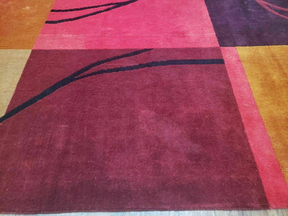 8' X 10' Tibetan Nepal Art Deco Hand Knotted Wool Rug Modern Contemporary Nice