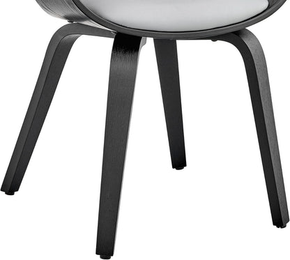Adalyn Faux Leather Dining Room Accent Chair Gray Black Wood Base