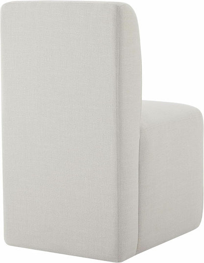 2 Linen Upholstered Armless Dining Chairs With Casters