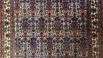 3.6 x 5 Hand-Knotted Vase Rug Floral Turkish Tribal Village Weaving Zagros Vintage Carpet Home Office Wool Area Rug 3x5 Persian Rug 4x5