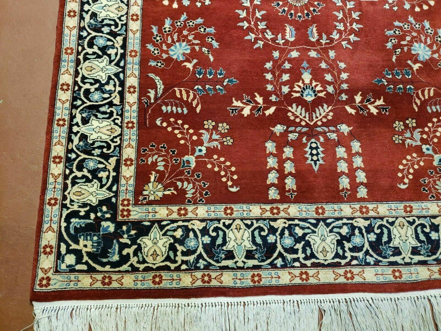 4' X 6' Vintage Handmade Pakistani Rug Highly Detailed Red
