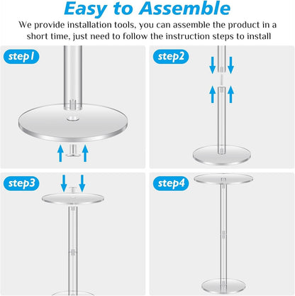 Two Piece Acrylic Side Tables Clear 10x10x24.2Inches