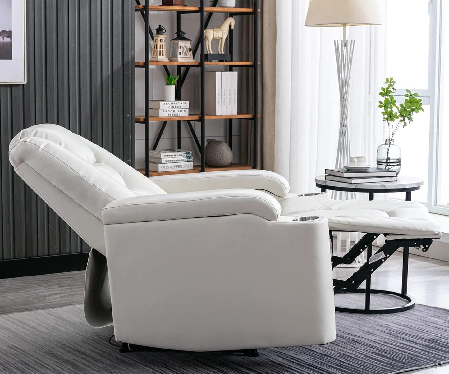 White Power Recliner Chair Set Of 2 With USB Ports