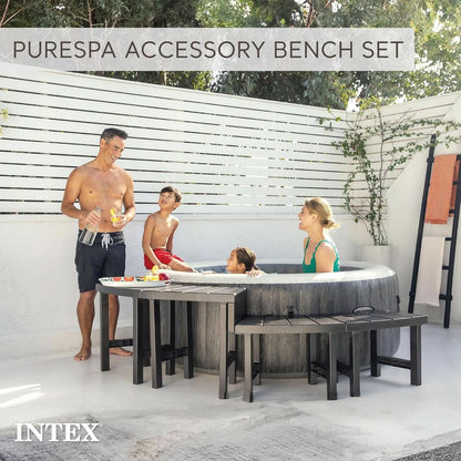 Two Medium Height PureSpa Benches For Four Person Spas Featuring Curved Seating Set