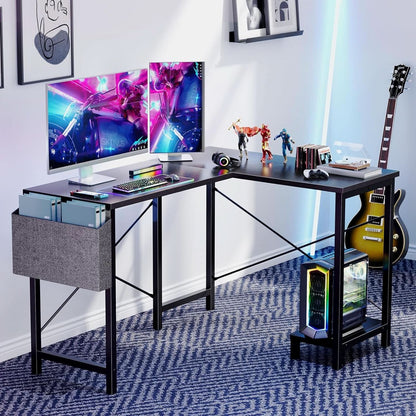 L Shaped Computer Desk 50 Inch Black Corner Home Office