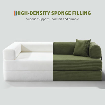 Corduroy Green 79 Inches Inter changeable Plus Sofa Bed