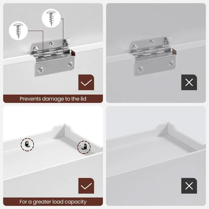 Cloud White LargeCapacity Storage Bench Hinges Chest