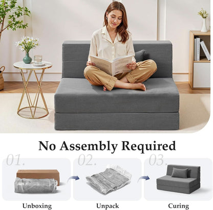 Dark Gray 4In1 Folding Memory Foam SofaBed Washable Cover