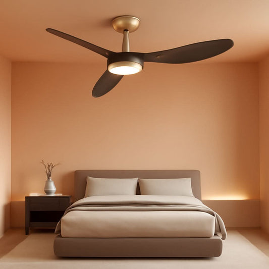 52 Inch Black Gold Indoor Ceiling Fan With LED Light