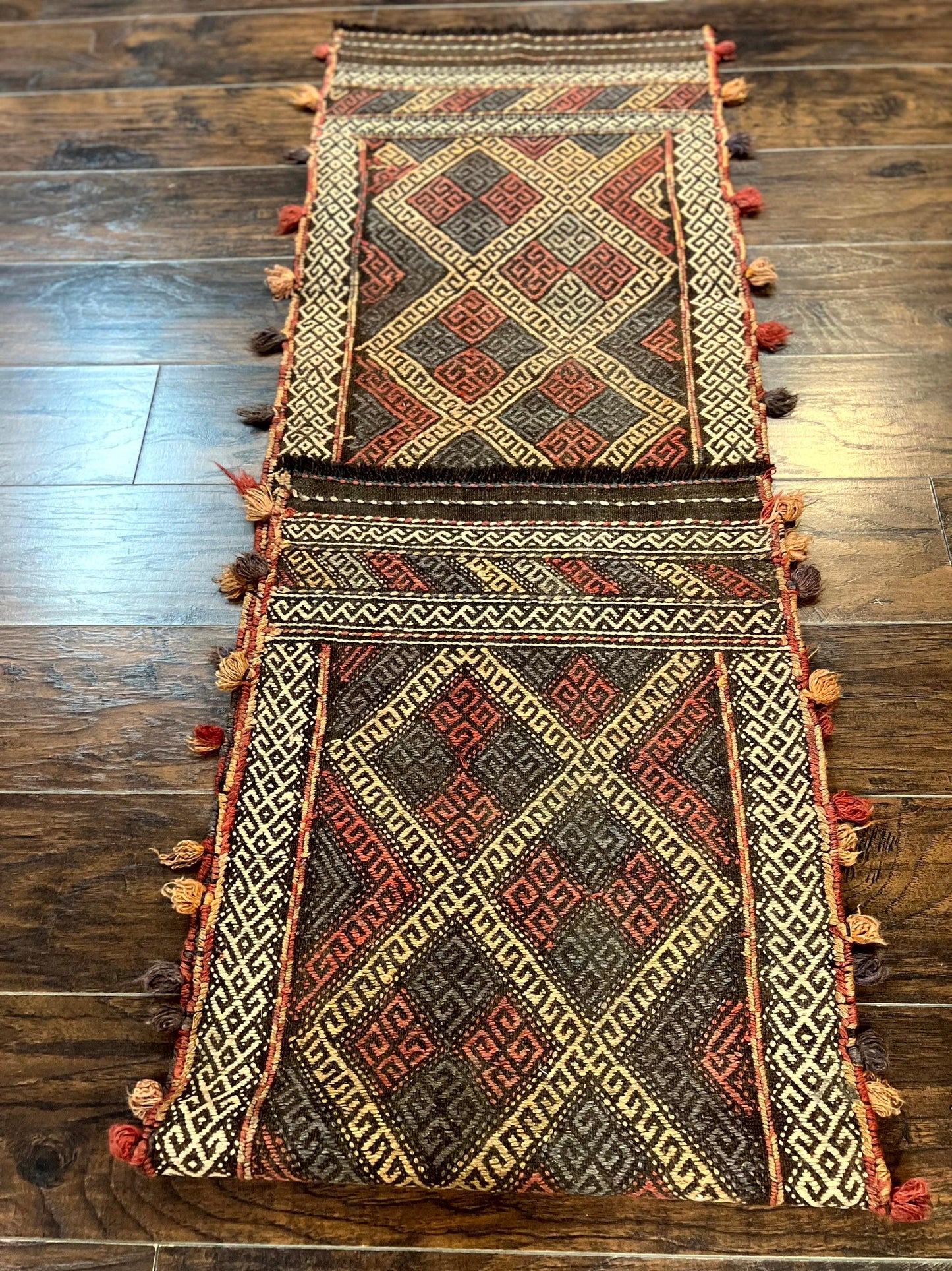 Tribal Runner Rug 2x8, Pakistani Turkoman Runner, Wool Handmade Vintage Rug