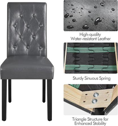 Gray Faux Leather Parsons Dining Chairs Set Of 2 High Back