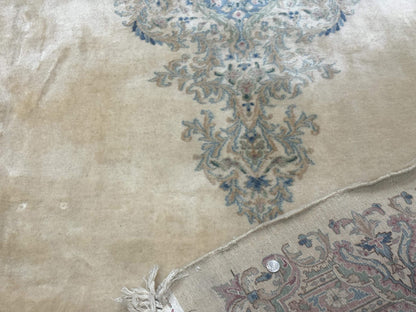 Palace Size Persian Kerman Rug 12x18, Floral Semi Open Field, Signed, Fine 240 KPSI