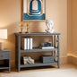 Gray Three Tier Console Table With Storage Shelves