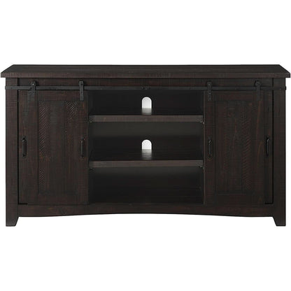 Espresso TV Stand With Sliding Barn Doors Solid Pine