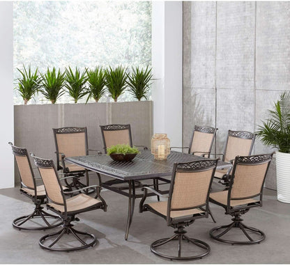 Outdoor Dining Set With Rust Resistant Aluminum And Swivel Rockers 60 Inch Table