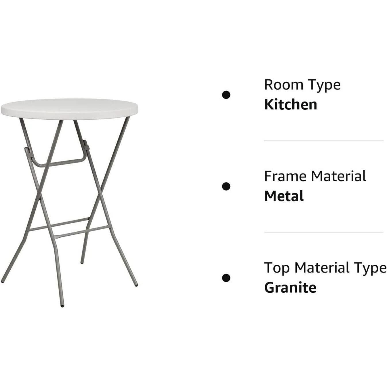 Round Folding Bar Table White 43 Inch Height Plastic