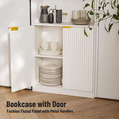 72 Inch Tall Bookcase With Doors 7 Tier Storage Enclosed Cabinets
