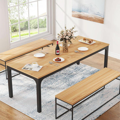 78 Inch Rustic Wood Dining Table For 6-8 People Rectangular