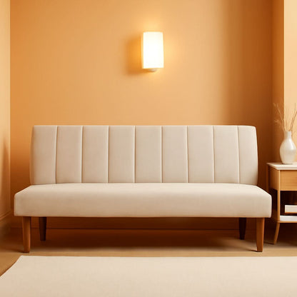 Beige Convertible Futon Sofa Bed For Living Room Use