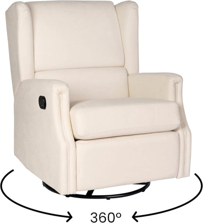 Omma Swivel Glider Rocking Recliner Cream Upholstered 3In1