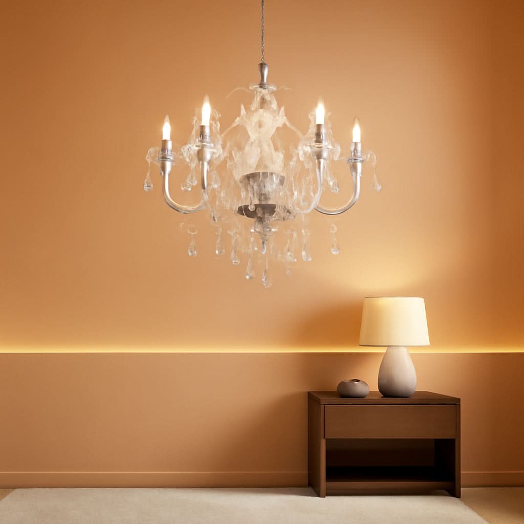2 Pack 5 Light Crystal Pendant Lights Plug In With Clear Cord And On Off Switch Chandelier